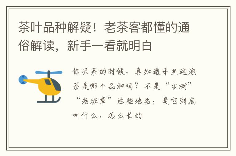 茶叶品种解疑！老茶客都懂的通俗解读，新手一看就明白
