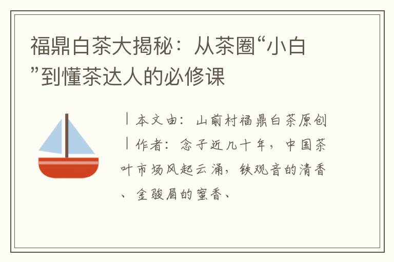 福鼎白茶大揭秘：从茶圈“小白”到懂茶达人的必修课