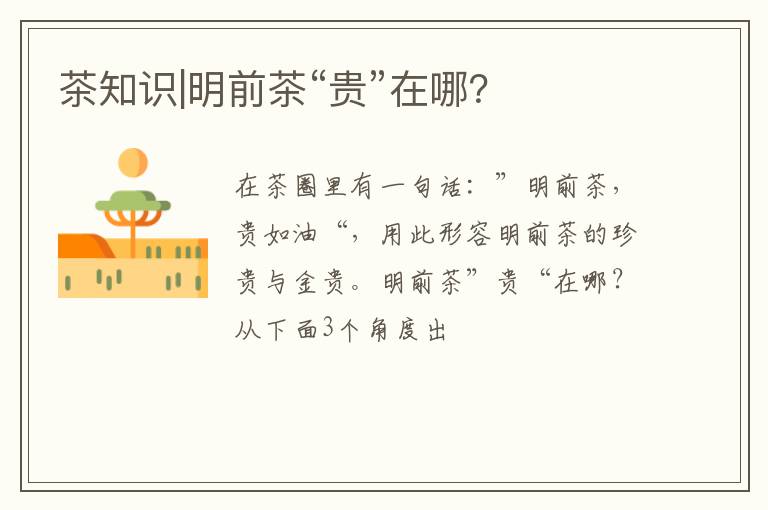 茶知识|明前茶“贵”在哪？