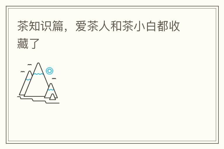 茶知识篇，爱茶人和茶小白都收藏了