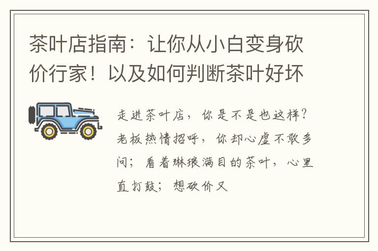 茶叶店指南：让你从小白变身砍价行家！以及如何判断茶叶好坏