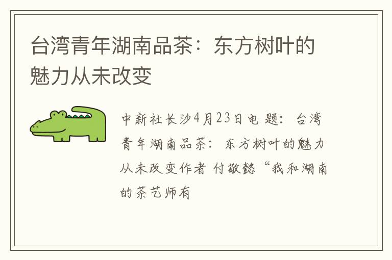 台湾青年湖南品茶：东方树叶的魅力从未改变