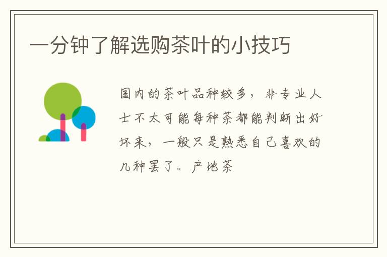 一分钟了解选购茶叶的小技巧