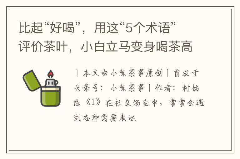 比起“好喝”，用这“5个术语”评价茶叶，小白立马变身喝茶高手