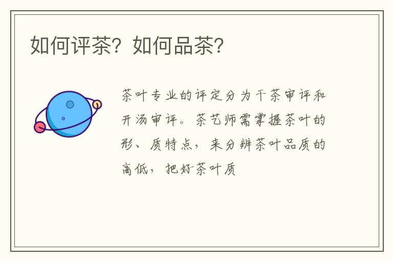 如何评茶？如何品茶？