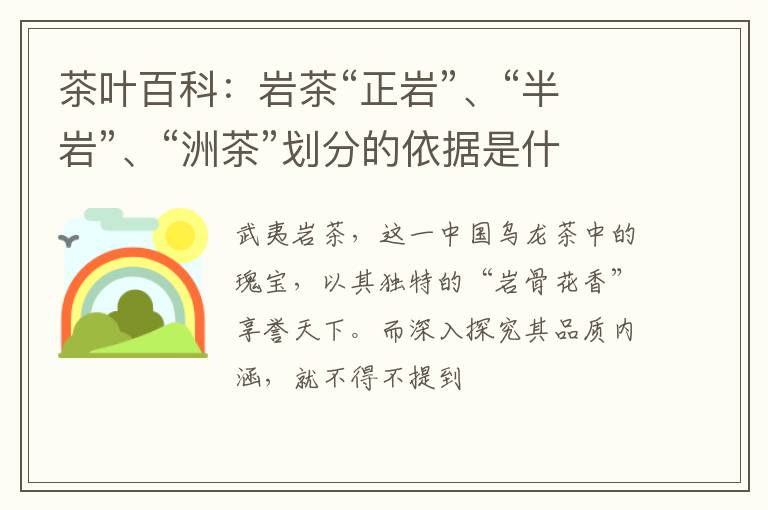 茶叶百科：岩茶“正岩”、“半岩”、“洲茶”划分的依据是什么？