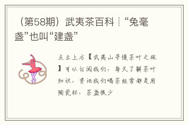 （第58期）武夷茶百科┊“兔毫盏”也叫“建盏”