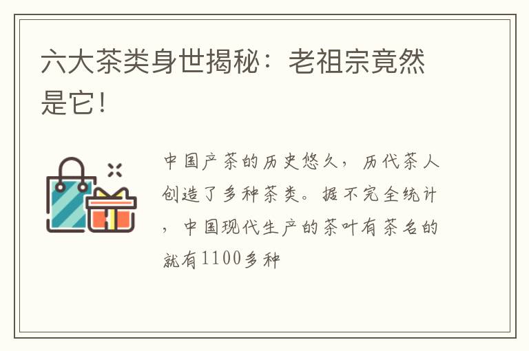 六大茶类身世揭秘：老祖宗竟然是它！