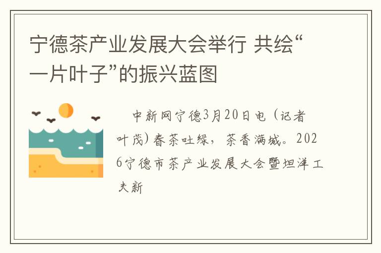 宁德茶产业发展大会举行 共绘“一片叶子”的振兴蓝图