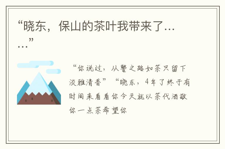 “晓东，保山的茶叶我带来了……”