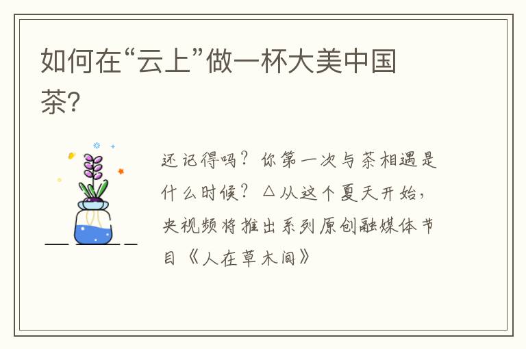 如何在“云上”做一杯大美中国茶？